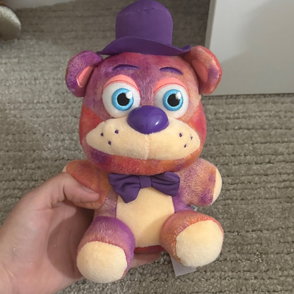 Colorful Plush Bear with Purple Hat